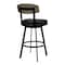 Armen Living Frisco 30" Bar Height Barstool in Matte Black Finish with Black Faux Leather and Gray Walnut LCFRBAGWVB30 - alternate 4